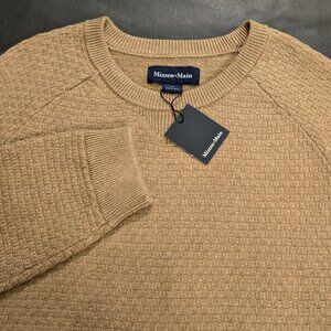 $158 Mizzen + Main Men Hillcrest Crewneck Sweater XL 2XL Beige Heather Textured